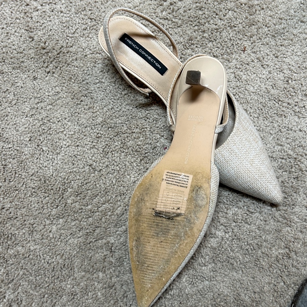 French Connection Beige Pointed Toe Slingback Hee… - image 3